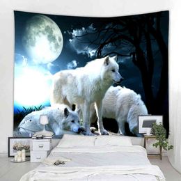 Beautiful Timberwolves Tapestry Nordic Bohemian Hippie Wall Decoration Carpet Mandala Bedroom J220804