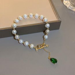Charm Bracelets Electroplating Freshwater Pearl Bracelet Cupid Love Arrow Drop-shaped Pendant French Light Luxury JewelryCharm