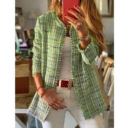 Winter Plaid Long Coat Women 2022 Female Fashion Cardigan Woman Jacket Feeme Casual Plus Size Overcoat Streetwear Drop Women's Jackets