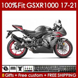 Injection Body For SUZUKI GSXR-1000 K17 GSXR 1000 CC 17-21 Bodywork 146No.13 1000CC GSXR1000 17 18 19 20 21 GSX-R1000 2017 2018 2019 2020 2021 OEM Fairing Kit grey flat