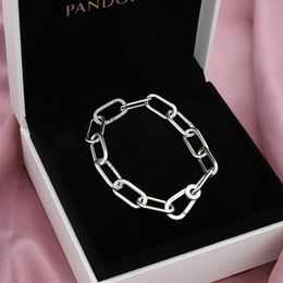 925 Sterling Silver Charms ME Chain Bangle Bracelet DIY Beads Fit Pandora Bracelet Jewellery