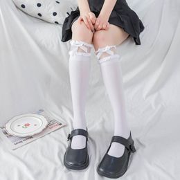 Socks & Hosiery Lolita Long Tube Lace Mesh Female Middle-tube Calf Thin Section Student Jk Black And White Youthful Vitality Cute Style