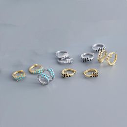 real silver huggie earrings Canada - Hoop & Huggie Real 925 Sterling Silver Colorful Zircon Huggies Earrings For Fashion Women Hiphop Fine Jewelry Minimalist AccessoriesHoop