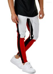 Cotton Mens Casual Patchwork Zippers Elastic Hip Pencil Long Pant Streetwear Sweatpants Jogger Pants Plus Size