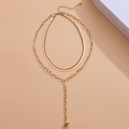 Chokers Three Layer Alloy Chain Necklaces For Women Fashion Jewellery Multilayer Choker Necklace HIp-hop Metal Ball Pendant NecklacesChokers