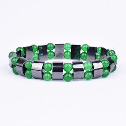 Fashion Nature Green Agates Hematite Beaded Bracelets Men Tiger Eye Charm Bangle For Women Energy Stone Hand Chain Balance Jewellery