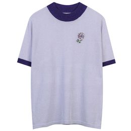 510 2022 Summer Kint Short Sleeve Crew Neck Brand Same Style Sweater Purple Pullover Womens Clothes Mingmei