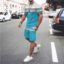Men's Sports Suit T shirt Solid Color Casual Plus Size Tracksuit Man Summer Clothing Streetwear Male Shorts Two Piece Sets 220622