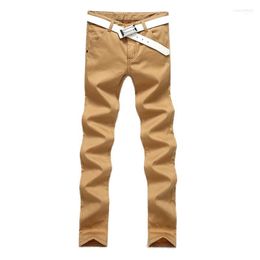 Men's Pants Wholesale- 2022 Winter Mens Fleece Lined Sweat Slim Fit Thick Warm Casual Khaki Joggers Male Cotton Straight Themal Trousers Q25