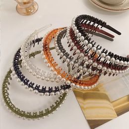Women Hairband Hair Hoop Pearl Hair Accessories Tooth Nonslip Headbands Girl Fashion Wash Face Haires Bands