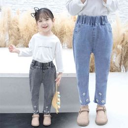 Kids Jeans Pearls Toddler Jeans Casual Style Jeans Infantil Spring Autumn Kid Clothes 210412