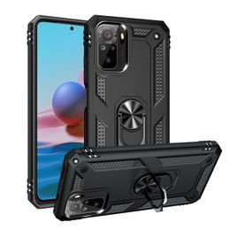 Cases With Magnetic Finger Ring HolderShockproof Armour Back Cover For Xiaomi Redmi Note 10 10s TPU Hard PC Soft Frame