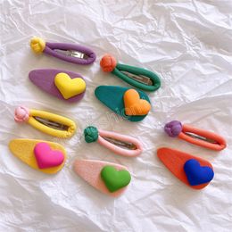 Korean Spring Candy Color Heart Love Hair Clip Girls Ball Barrettes Set Children Hair Accessories Headwear