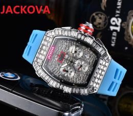 Fashion Mens Color Diamonds Rubber Watch Quartz Men Famous Designer men's sports Waterproof Gift Party Watches Wristwatch Clock