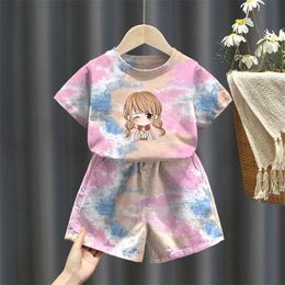 Summer Kids Girl Clothes Set Top Pants 2Pcs Suits Girls Sweatsuits Jogging Tie Dye Tracksuit Outfit Casual Children Clothing 220620