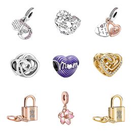 New Popular 925 Sterling Silver European Mother's Day Gift Mom Heart Lock Pendant DIY Exquisite Beads for Pandora Charm Jewelry Bracelet Accessories