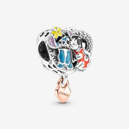 100% 925 Sterling Silver Ohana Lilo & Stitch Inspired Charms Fit Original European Charm Bracelet Fashion Women Wedding Engagement Jewelry Accessories