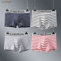 Goodeal Brand 3Pcs Pack Men's Panties Sexy Clothes Stripe Fashion Lingerie Pants Underwear Boxers Shorts Breathable Underpants G220419