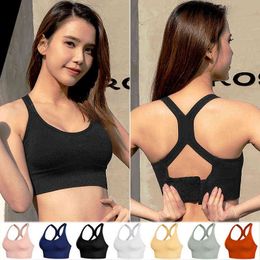 2021 New Women's Sexy Sports Underwear Girl Sexy Crop Top Cross Shoulder Straps Show The Perfect Back Soft Wear Lingerie L220726
