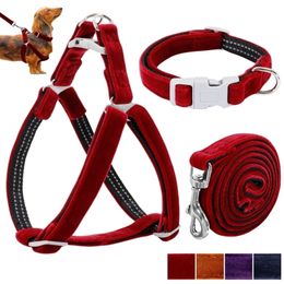 Adjustable Dog Collar Leash Set Reflective Soft Puppy Vest Nylon Pet Collars For Small Medium Dogs Chihuahua Y200515