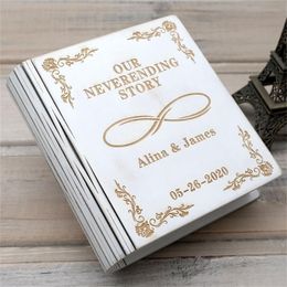 Personalised Wedding Ring Box Custom Ring Holder White Wood Ring Box Jewellery Bearer Rustic Valentine Wedding Gift for Engagement T200808