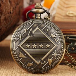 Old Fashion Pocket Watch Pentagram Design Case Roman Number Quartz Clock for Men Women Necklace Pendant Chain