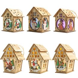 Christmas Decorations Led Light Wood House Tree For Home 2022 Hanging Ornaments Navidad Year Xmas Kids GiftChristmas