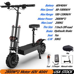 types batteries Canada - EHOODAX Max Speed 80-100KM H Adults Electric Scooter Bike 5600W Dual Motors 100-120KM Charging Mileage 60V45AH Panasonic battery 11Inch Fat Tire Scooters Usa Stock