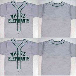 Xflsp Men DENVER WHITE ELEPHANTS BUTTON-DOWN JERSEY NEGRO LEAGUE GREY All Stitched Stitch Sewn High Quality Vintage Jerseys