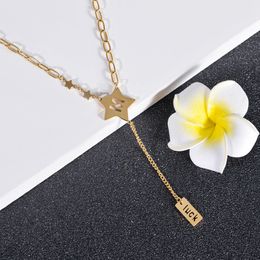 Good Lucky Initial M Star Pendant Necklace Luck Charm Tassel Necklaces Jewellery