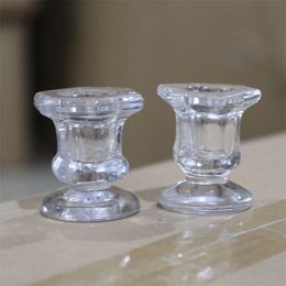 1pcs Glass Candle Holders Wedding Candlestick Fine Transparent Crystal Glasses Candles Stand Dining Home Decoration 20220610 D3