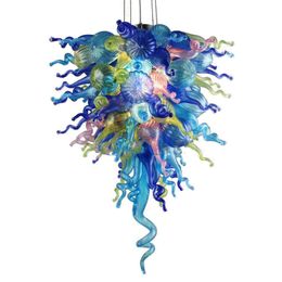 Modern Pendant Lamps Nordic Blue Green Pink Coloured Hand Blown Murano Glass Chandelier Lighting LED Bulbs for Corridor Bedroom 20 by 26 Inches