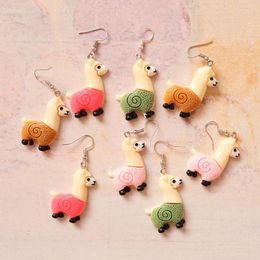 Funny Cartoon Sheep Animals Drop Earrings For Women Girl DIY Handmade Creative Unique Dangle Jewellery Accessaries & Chandelier
