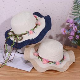 Wide Brim Hats Fancy Summer Sun Hat Women Flower Band Straw Lady Bucket Cap Female Breathable Packable Beach HatWide WideWide