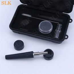 Headshop wholesale hookah mini smoking pipe kits 7 in 1 silicone smoking pipes set shisha bong wax oil rig thick glass titanium nail smoke Philtre