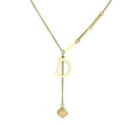 Elegant Fastness Gold Initial D Pendant Necklace INS Style Women Necklace Jewellery for Gift