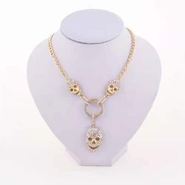 Jewellery Hip Hop European and American Fashion Creative Chain Diamond Skull Pendant Necklace Halloween Collarbone Chain Necklace Male for Women and Men