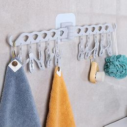 Hangers & Racks Sticky Rotating Multifunctional Hanger Wall-mounted Portable With 10pcs Clips AIA99