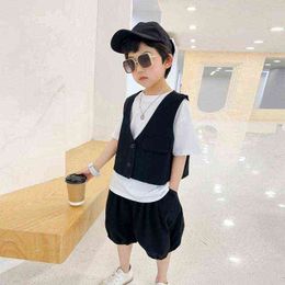 3 Pieces/Set For Age 3-10 Years Baby Boys Clothing Sets Kids Summer Short Sleeve t-shirt +Short Pants Active Casual Boys Suits G220509