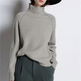 Arrival Autumn Winter Cashmere Sweater Women High-Collar Thickened Pullover Loose Sweater Knitted Wool Shirt Female Jumper 201225