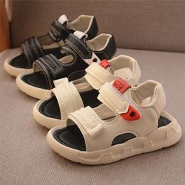 Summer Toddler Baby Girl Shoes Solid Color Leather Breathable Kids Infant Sport Boys Black Sandals 220607