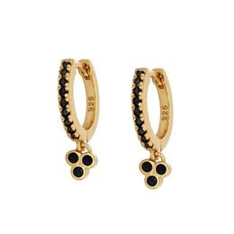 Hoop & Huggie Pendientes Mujer Earrings For Women Black Zircon Dangle Cartilage Ear Piercing Vintage 2022 Trend Mom GiftHoop