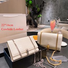 leather tassel purse Canada - Crocodile Pattern Chain Shoulder Bag Women Small Wallet Luxury Designers Handbag Purse High Quality Genuine Leather Kate Bags Tassel 22cm