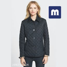 Medigo-163 Großhandel – Neue Damenjacke, Winter-Herbstmantel, modische Baumwolle, schmale Jacke im britischen Stil, karierte Steppung, gepolsterte Parkas