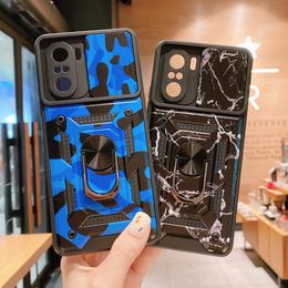 Cases With Magnetic Ring For Xiaomi Redmi, Cover With Camouflage Sliding Lens Protection Note 10 Pro Max K40 Pro Poco F3 X3