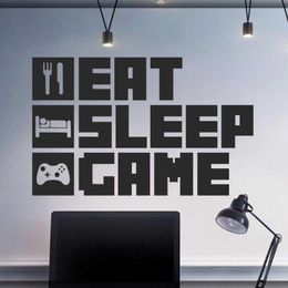 Wall Stickers X-box PS4 Eat Sleep Game Decal Gamer Room Home Art Video Playroom Sticker Teens Decor Mural G531