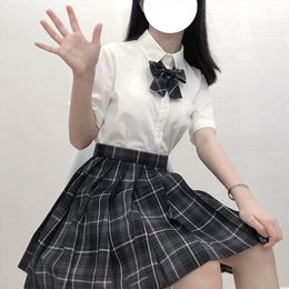 Clothing Sets Korean Preppy Style School Girl Uniform Black Pleated Skirt Seifuku Japanese Bow Tie Plaid Sexy JK UniformsClothing