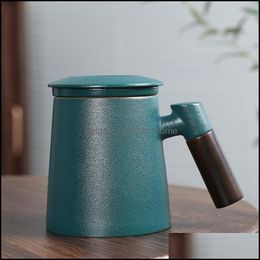 Mugs Drinkware Kitchen Dining Bar Home Garden Heat Resistsant Coffee Mug Travel Tea Set Ceramic Cup Nordic Simple Breakfast Dhsa2