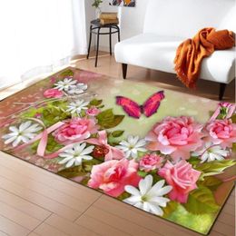 Carpets Floral Digital Printing Bedroom Rug Kids Play Mat Modern Living Room Anti-Slip Kitchen Dining Home Decor Floor MatsCarpets