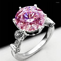 Cluster Rings Real Solid 925 Sterling Silver Diamond For Women Luxury Wedding Lotus Flower 6ct Pink Topaz Gemstone Ring JewelryCluster Rita2